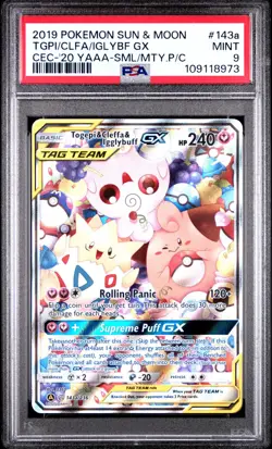 Togepi & Cleffa & Igglybuff GX PSA 9 MINT 143a/236 Tag Team Sun & Moon Pokemon - Image 1