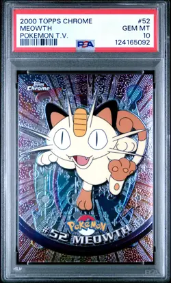 2000 TOPPS CHROME POKEMON T.V. #52 MEOWTH PSA 10 - Image 1