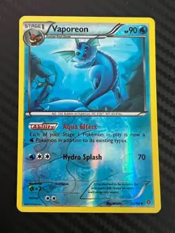 Pokemon TCG Vaporeon 22/98 Reverse Holo XY Ancient Origins LP - Image 1
