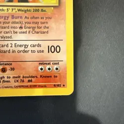 Pokemon TCG Charizard Base Set Holo Unlimited Rare Card 4/102 - Image 5