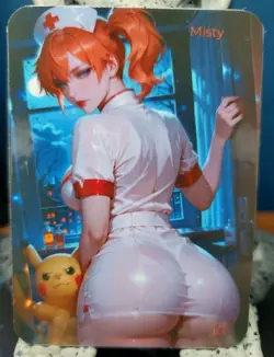 1/1 Only 1 Made Misty Wet Nurse Pokemon Pikachu NSFW Lonestar Customs Waifu Card - Image 1