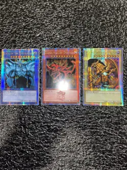 Yugioh! Egyptian God Cards Set Slifer Obelisk Ra Quarter Century Secret Rare NM - Image 1