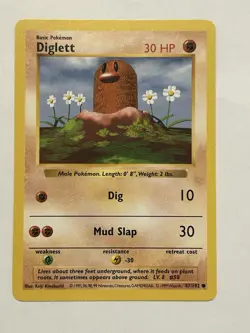 Pokemon TCG Diglett Base Set, Shadowless Common Card 47/102 - Image 1