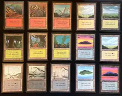 1993 MTG *Beta* Edition Complete basic land set. All 15 artworks at once! - Image 1