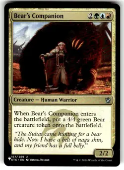 Magic: The Gathering Creature Bear's Companion Uncommon Regular MTG - Image 1