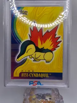 2001 TOPPS Pokemon Cyndaquil Johto Series 1 PSA 8 - Image 3