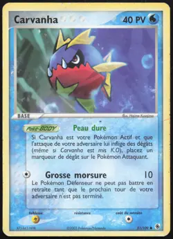 Carte Pokemon Carvanha 51/109 Rubis & Saphir Francais - Image 1