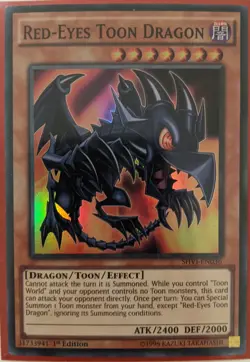 YuGiOh Red-Eyes Toon Dragon Super Rare 1st Edition SHVI-EN036 - Image 1
