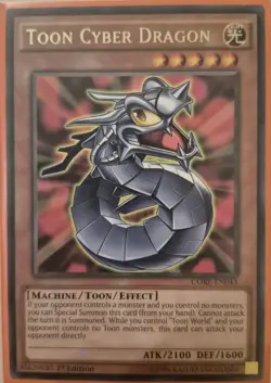 YuGiOh Toon Cyber Dragon Rare 1st Edition CORE-EN043 - Image 1