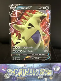 Pokemon Card Tyranitar V 158/264 Half Art Holo Rare Fusion Strike Near Mint - Image 1