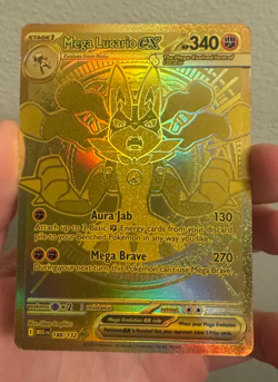 Mega Lucario EX 188/132 Hyper Rare Gold Mega Evolutions Pokemon Card - Image 1