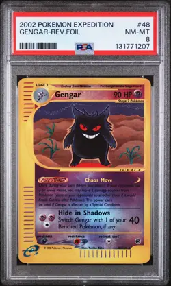 2002 POKEMON EXPEDITION #48/165 GENGAR REVERSE FOIL PSA 8 - Image 4