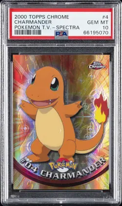 2000 TOPPS CHROME POKEMON T.V. SPECTRA #4 CHARMANDER PSA 10 - Image 1