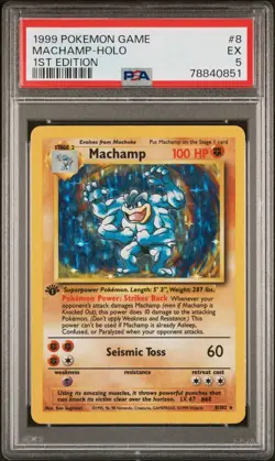 Pokemon TCG Machamp Base Set 8/102 Holo 1st Edition Holo Rare PSA 5 - Image 1