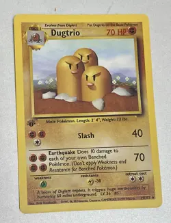 Dugtrio 1999 Pokemon Game #19 1st Edition RAW TCG Near Mint - Image 1