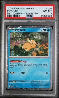 PSA 8 2025 PSYDUCK 007/132 MEGA EVOLUTION THREE PACK BLISTER POKEMON - Image 1