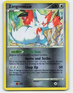 2009 Pokemon, Platinum, #66/127 Zangoose, Reverse Holo Uncommon - Image 1