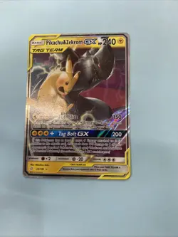 Pokemon Pikachu & Zekrom GX TCG Sun & Moon Holo Ultra Rare Card 33/181 - Image 1