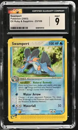 CGC 9 MINT Swampert 2003 EX Ruby & Sapphire 23/109 Pokemon Card - Image 1
