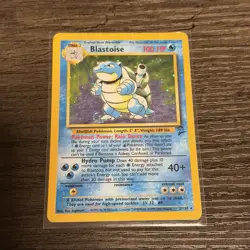 Pokemon Card Blastoise 2/130 Holo Rare Base Set 2 - (LP-MP) Swirl By Feet - Image 1