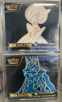 Pokemon Mega Evolutions Pokemon Center ETB set Of 2 Sealed w acrylic cases - Image 1