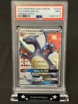PSA 9 MINT Hidden Fates Charizard GX SV49 Sun & Moon English Pokemon TCG SV94 - Image 1