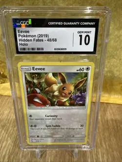 Pokemon Cgc 10 GEM MT Eevee 48/68 Hidden Fates Holofoil 2019 HOLO BLEED S#2642 - Image 2