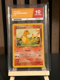 1999 POKEMON BASE SET UNLIMITED #46 CHARMANDER ACE 10 GEM MINT, RARE GRADE - Image 1