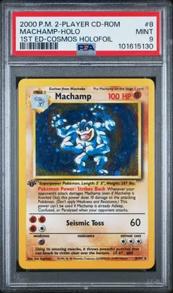 Pokemon Machamp 2000 Two Player Starter Set 1st Edition Cosmos Holo #8 PSA 9 - Image 1