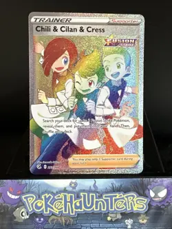 Pokemon Card Chili & Cilan & Cress 273/264 Fusion Strike Rainbow Rare Near Mint - Image 1