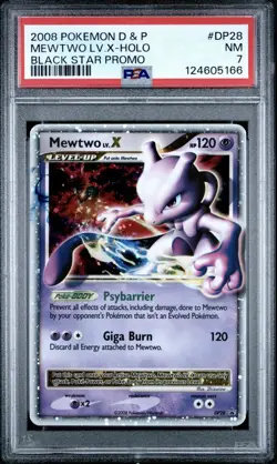 Mewtwo LV.X DP28 Black Star Promo 2008 Holo Rare Pokemon Card Graded PSA 7 - Image 1