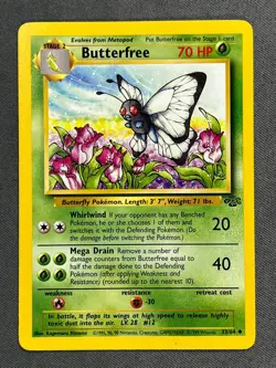 Butterfree 33/64 Base Set Series Jungle UNCOMMON 1999 Pokemon TCG Card WOTC LP - Image 1