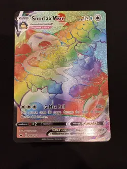 Pokemon TCG Snorlax VMAX Sword & Shield Holo Card 206/202 Secret Rare Rainbow - Image 1