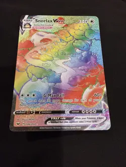 Pokemon TCG Snorlax VMAX Sword & Shield Holo Card 206/202 Secret Rare Rainbow - Image 2