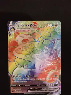 Pokemon TCG Snorlax VMAX Sword & Shield Holo Card 206/202 Secret Rare Rainbow - Image 3