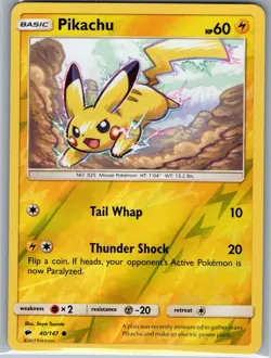 Pikachu 40/147 Reverse Holo SM - Burning Shadows - Pokemon Card - NM - Image 1