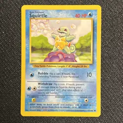 Pokemon Squirtle TCG Base Set Unlimited Common Card 63/102 MP/LP - Image 1