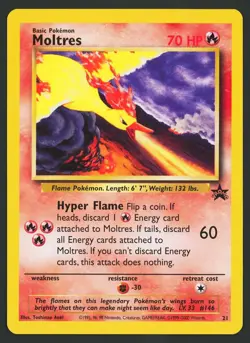 Moltres Promo 21 WOTC Black Star Promo Pokemon Card Toshinao Aoki NM-M Wizards - Image 5