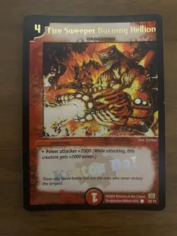 2004 Duel Masters Trading Card Fire Sweeper Burning Hellion E2 Y1 Promo Holo - Image 1