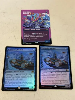 3 x mtg Mindspring Merfolk, 1 showcase, 2 foil, Aetherdrift, unplayed - Image 1