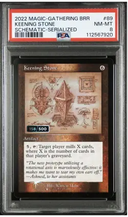 2022 Magic: The Gathering KEENING STONE #158/500 Schematic Serialized Rare PSA 8 - Image 1