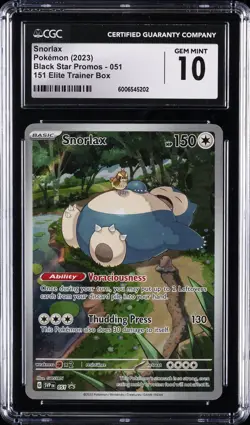 2023 POKEMON BLACK STAR PROMOS 151 ELITE TRAINER BOX SNORLAX CGC 10 GEM MINT - Image 1