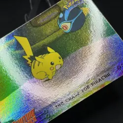 1999 Topps Pokemon Movie Edition #28 THE CHASE FOR PIKACHU RAINBOW FOIL - Image 4