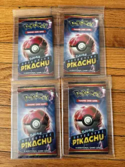 Lot of 4 Pokemon TCG Detective Pikachu Booster Packs, New, Sealed - Image 1