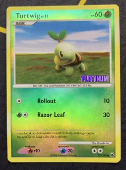 Pokemon TCG Turtwig 77/100 Platinum Set Reverse Holo Set Stamped - Image 1