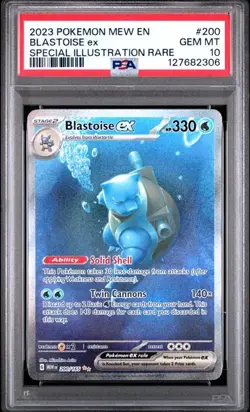 PSA 10 GEM MINT Blastoise ex 200/165 Sv: Scarlet & Violet 151 Holo Pokemon 2023 - Image 1