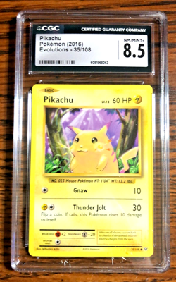 Pikachu Regular Common #35 - CGC NM/MINT+ 8.5 - 2016 XY Evolutions - Pokemon TCG - Image 1