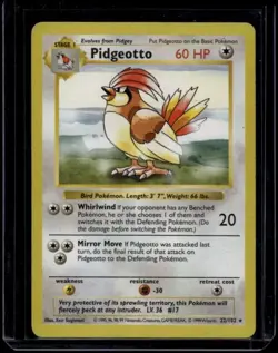 Pokemon TCG Pidgeotto 22/102 Base Set Shadowless HP - Image 1