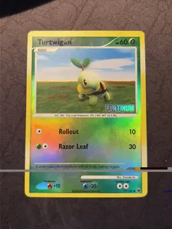 Pokemon TCG Turtwig 77/100 (Reverse Holo) Platinum Stamp BK Promo Card - LP - Image 1