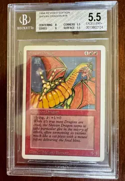Magic The Gathering 1994 MTG Revised Shivan Dragon Beckett 5.5 EX-MT Rare - Image 1